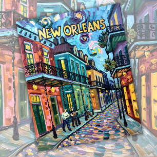 New Orleans French Quarter Van Gogh Style Travel Feiertagspostkarte