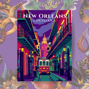 New Orleans French Quarter Vintage Travel Postkarte