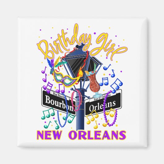 New Orleans Girls' Birthday French Quarter Girls T Magnet (Vorne)