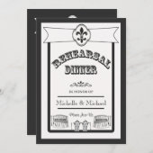 New Orleans Hochzeitsessen Probe Schwarz-weiß Einladung (Vorne/Hinten)