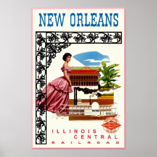 New Orleans, Illinois Central Railroad Plakat
