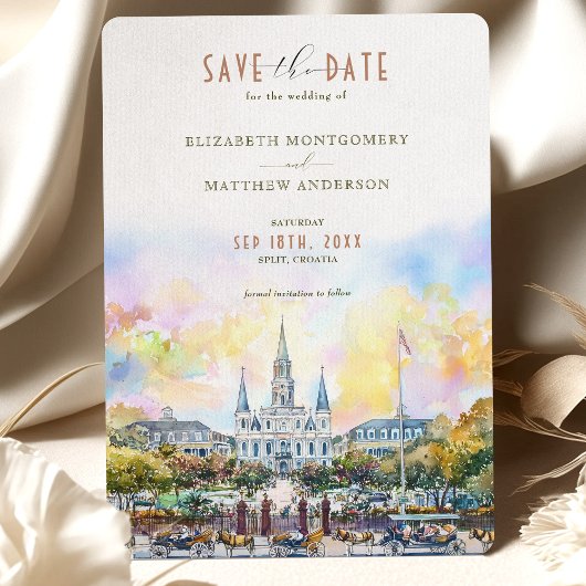 New Orleans Jackson Square Save the Date Einladung