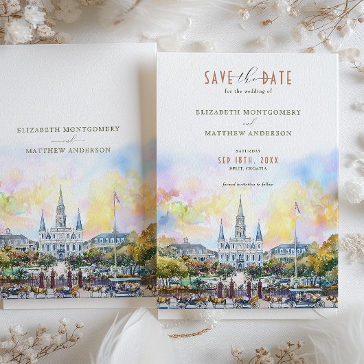 New Orleans Jackson Square Save the Date Einladung