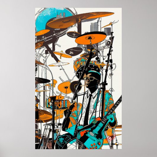 New Orleans Jazz Abstrakte Kunst Poster (Vorne)