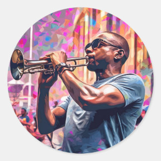 New Orleans Jazz | Brass Musician Runder Aufkleber
