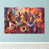 New Orleans Jazz Club, Abstrakte Kunst, Jazz Leinwanddruck (Insitu (Holzboden))
