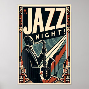 New Orleans Jazz Nacht – Vintage Art Poster