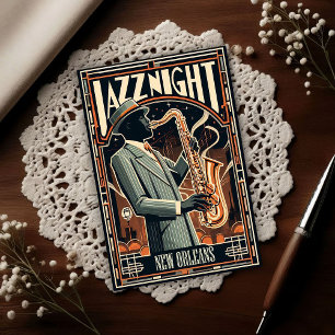 New Orleans Jazz Nacht – Vintage Art Postkarte
