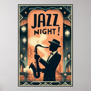 New Orleans Jazz Nacht – Vintage Kunst Poster