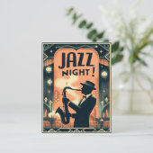 New Orleans Jazz Night – Vintage Art  Postkarte (Stehend Vorderseite)