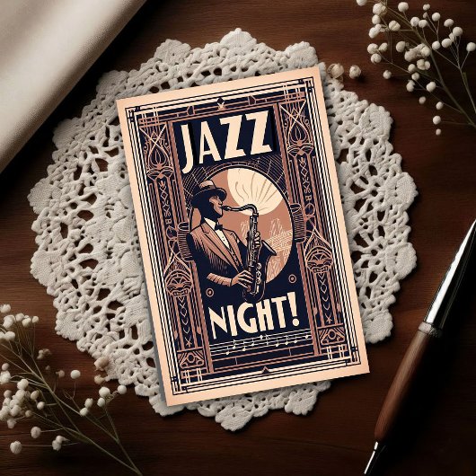 New Orleans Jazz Night – Vintage Art Postkarte