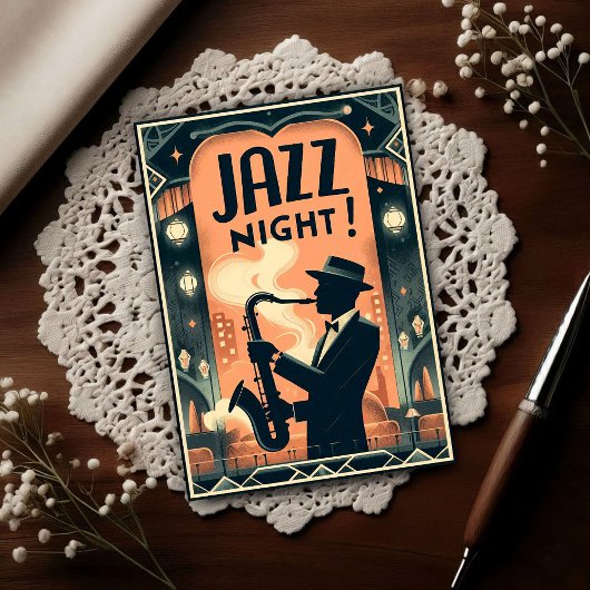 New Orleans Jazz Night – Vintage Art  Postkarte