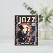 New Orleans Jazz Night – Vintage Art Postkarte (Stehend Vorderseite)