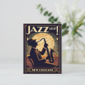 New Orleans Jazz Night – Vintage Art Postkarte (Stehend Vorderseite)