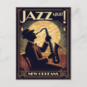 New Orleans Jazz Night – Vintage Art Postkarte (Vorderseite)
