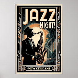 New Orleans Jazz Night - Vintage Kunst Poster