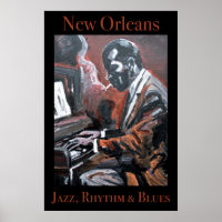 New Orleans Jazz-Pianist-Postkarte