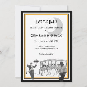 New Orleans Jazz Termin vormerken (schwarz & gold) Save The Date