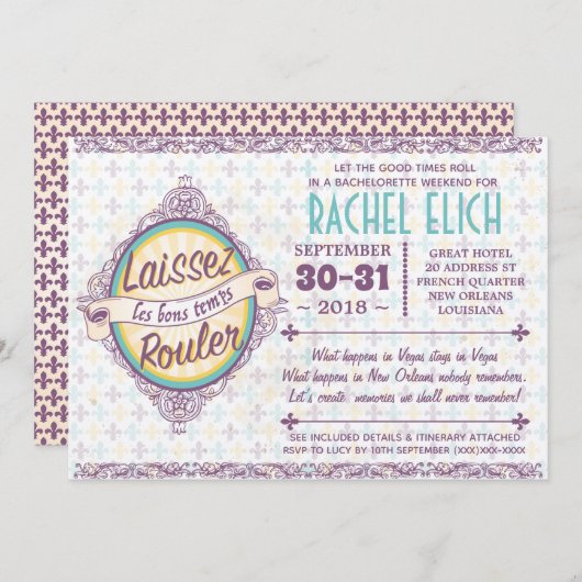 New Orleans Junggeselinnen-Abschied Einladung (Vorne/Hinten)