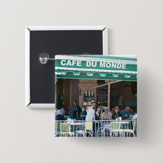 New Orleans Kaffee und Beignets Button (Vorne & Hinten)