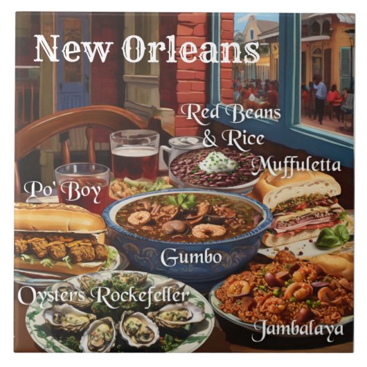 New Orleans Küche Essen und Gerichte Küche Fliese (Vorderseite)