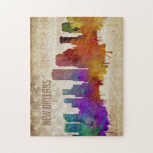 New Orleans, LA | Aquarell-Stadt-Skyline Puzzle (Vertikal)
