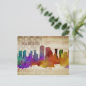 New Orleans, LA | Wasserfarbe Stadt Skyline Postkarte (Stehend Vorderseite)