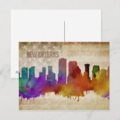 New Orleans, LA | Wasserfarbe Stadt Skyline Postkarte (Vorne/Hinten)
