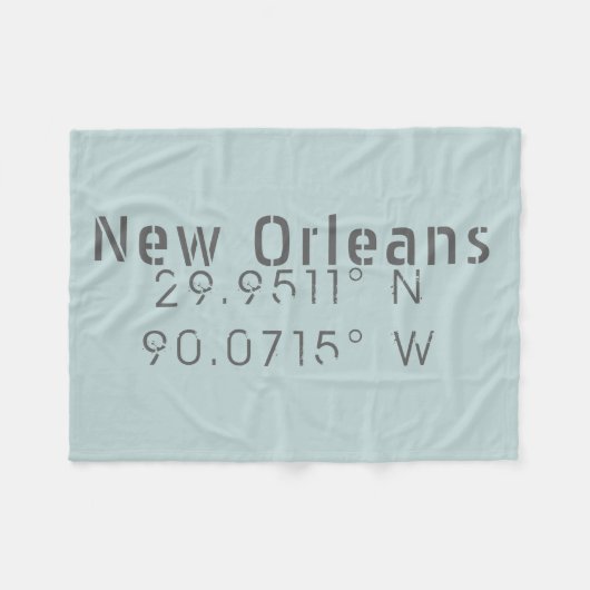 New Orleans Latitude & Longitude Fleecedecke (Vorderseite (Horizontal))