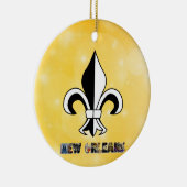 New Orleans Lilie Gold Weihnachten Keramik Ornament (Rechts)