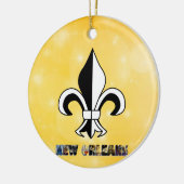 New Orleans Lilie Gold Weihnachten Keramik Ornament (Links)