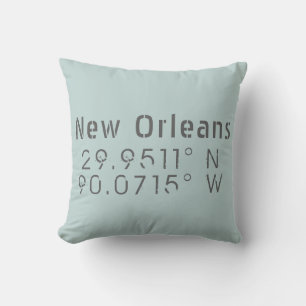 New Orleans Longitude Latitude Throw Kissen