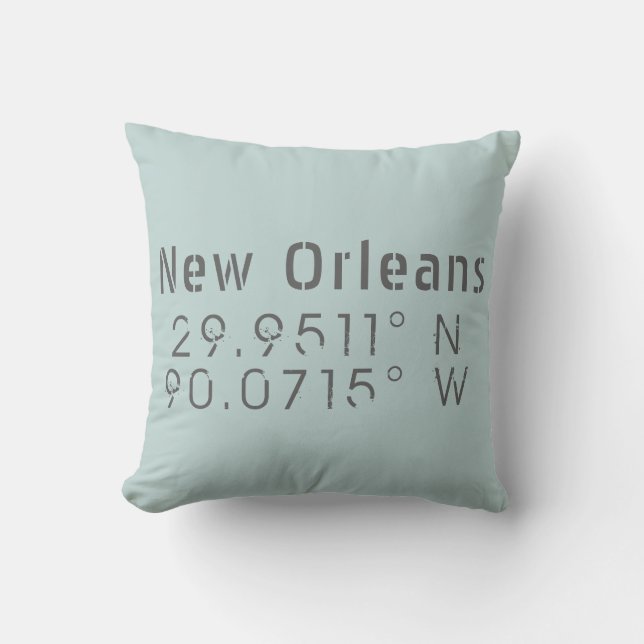 New Orleans Longitude Latitude Throw Kissen (Vorderseite)