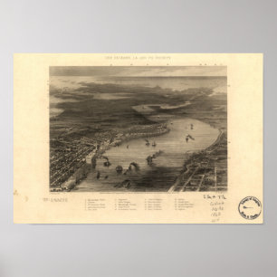 New Orleans Louisiana 1863 Panoramakarte Poster