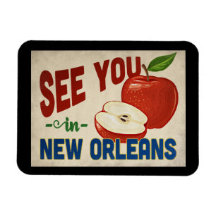 New Orleans Louisiana Apple - Vintage Travel Magnet