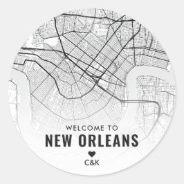 New Orleans, Louisiana City Map | Begrüßung Runder Aufkleber