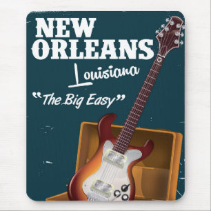 New Orleans Louisiana E-Gitarre Poster Mousepad