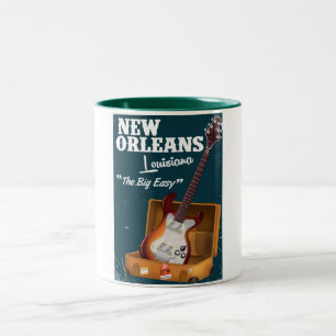 New Orleans Louisiana E-Gitarre Poster Zweifarbige Tasse