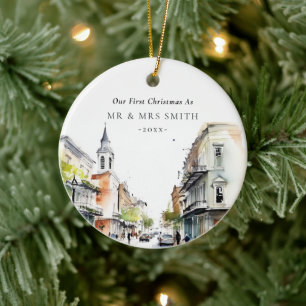 New Orleans Louisiana Erstes Weihnachtsfest Foto Keramik Ornament