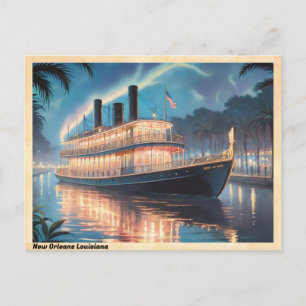 New Orleans Louisiana Flussboot Vintage Postkarte