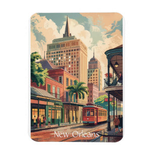 New Orleans Louisiana Malerei Vintage Reise Magnet