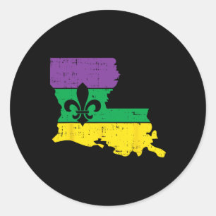 New Orleans Louisiana Map Jester Funny Mardi Gras Runder Aufkleber