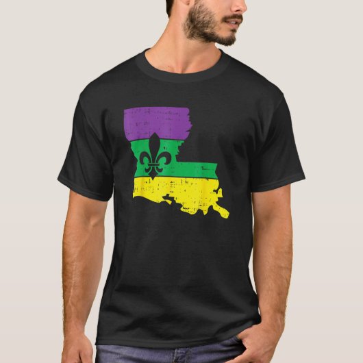 New Orleans Louisiana Map Jester Funny Mardi Gras T-Shirt (Vorderseite)