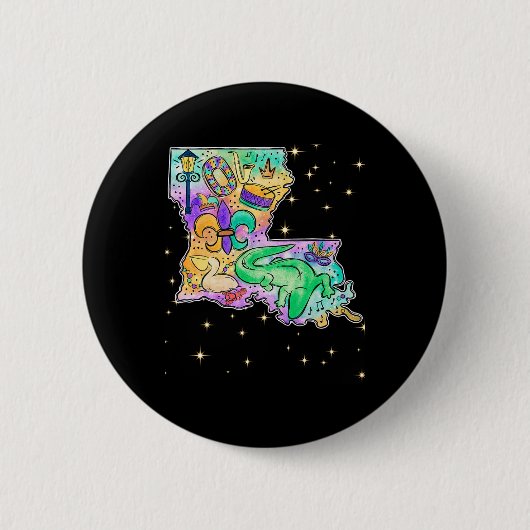New Orleans Louisiana Map Mardi Gras Jester Funny Button (Vorderseite)