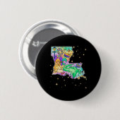 New Orleans Louisiana Map Mardi Gras Jester Funny Button (Vorne & Hinten)