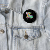 New Orleans Louisiana Map Mardi Gras Jester Funny Button (Beispiel)