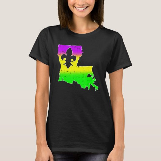 New Orleans Louisiana Map Men Women Mardi Gras Car T-Shirt (Vorderseite)