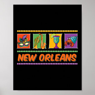 New Orleans Louisiana Mardi Gras Jazz Vintage Ande Poster