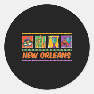 New Orleans Louisiana Mardi Gras Jazz Vintage Souv Runder Aufkleber