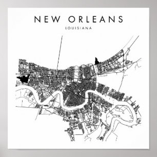 New Orleans Louisiana Minimal Modern Street Karte Poster